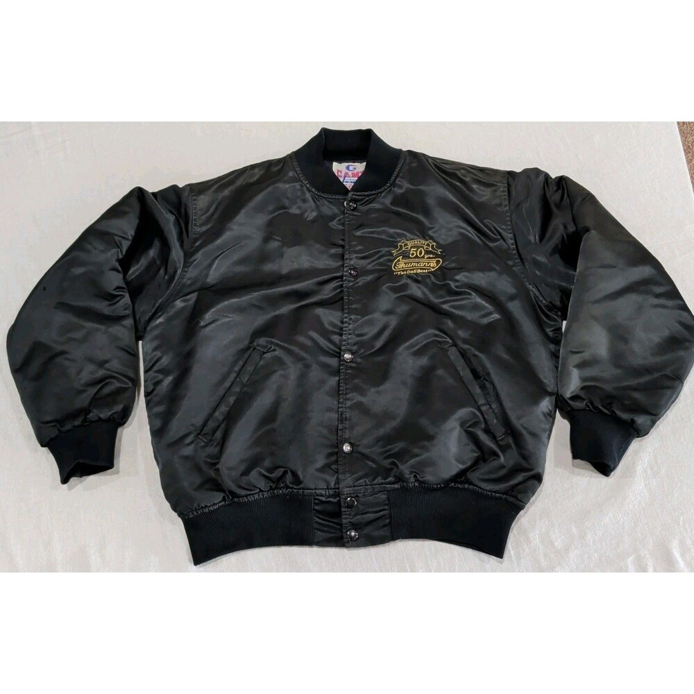 Vintage 1999 Game Sportswear Lined Black Satin Jacket "The Deli Best" Adult XL